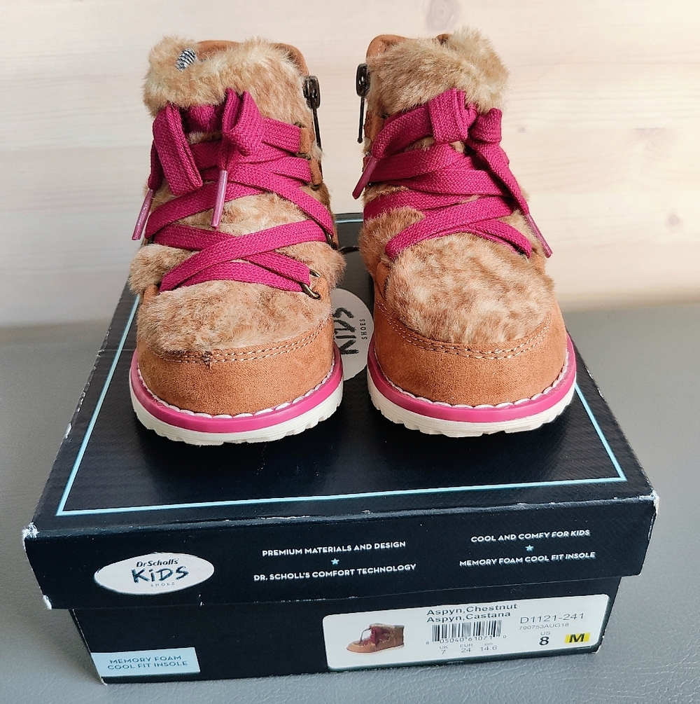 Dr. Scholl's Kids Brown and Pink Boots, Toddler Size 8